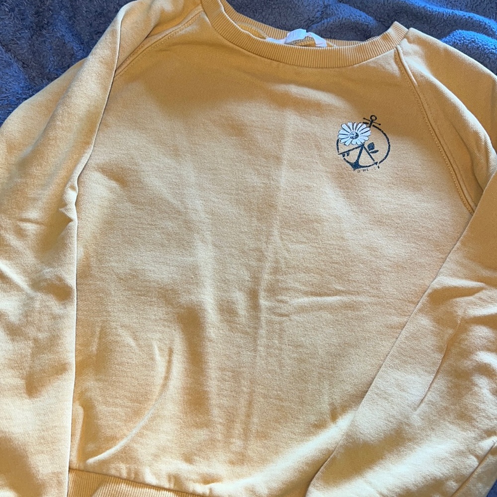 Girls O’Neill Sweatshirt EUC Size Large Pale Yellow Surf Crewneck Peace Surf